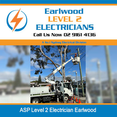 ASP level 2 electricians truck with elevated electrical maintenance on power lines in Earlwood